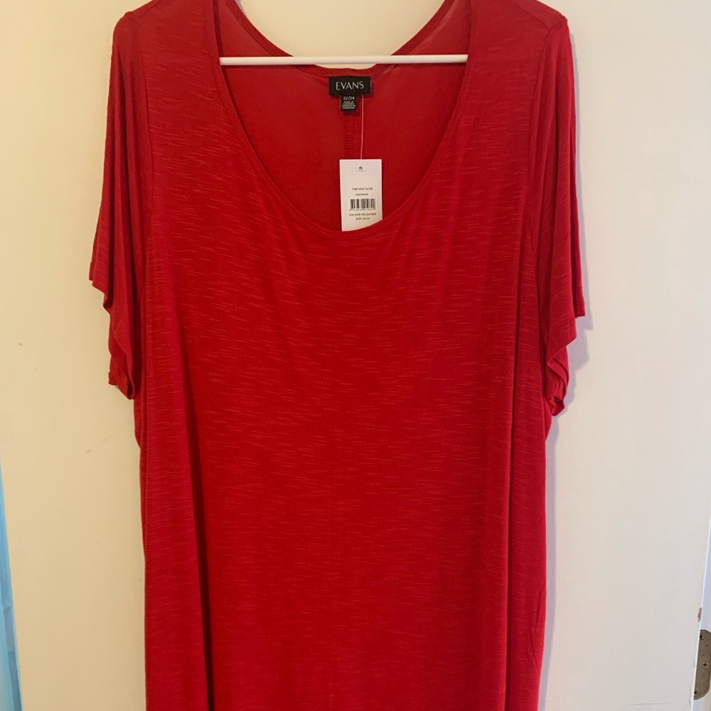 NWT EVANS Slub-knit, Scoop Neck Tee Shirt  sz 22/24